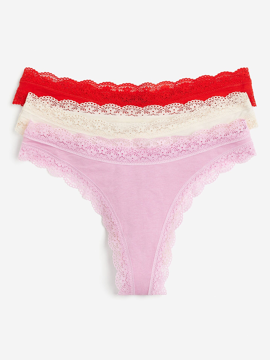 

H&M 3-Pack Cotton Thong Briefs, Pink