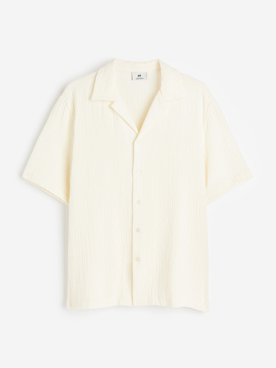 

H&M White Regular Fit Muslin Resort Shirt