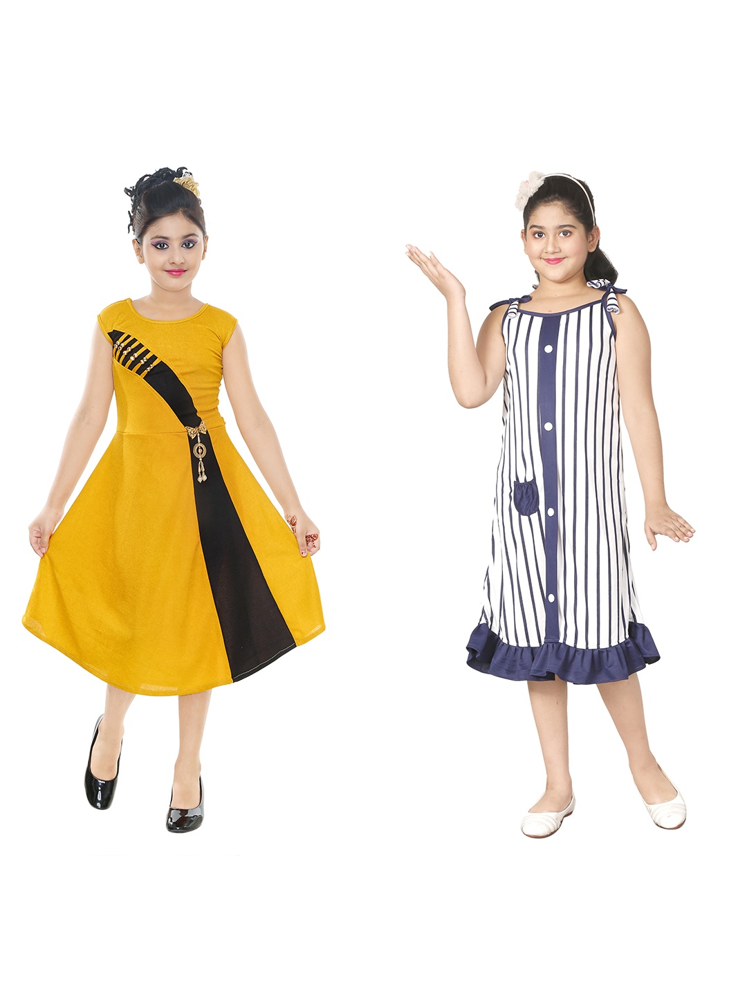 

BAESD Girls Pack Of 2 Striped A-Line Midi Dress, Multi