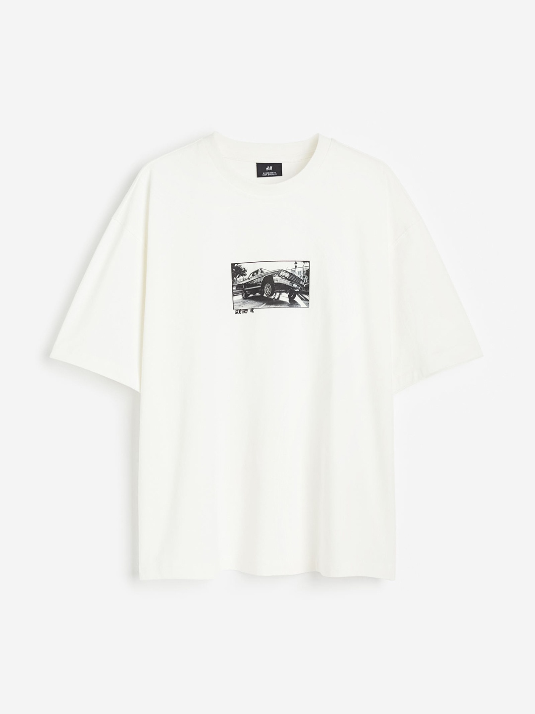 

H&M Men Oversized Fit Printed T-Shirt, White