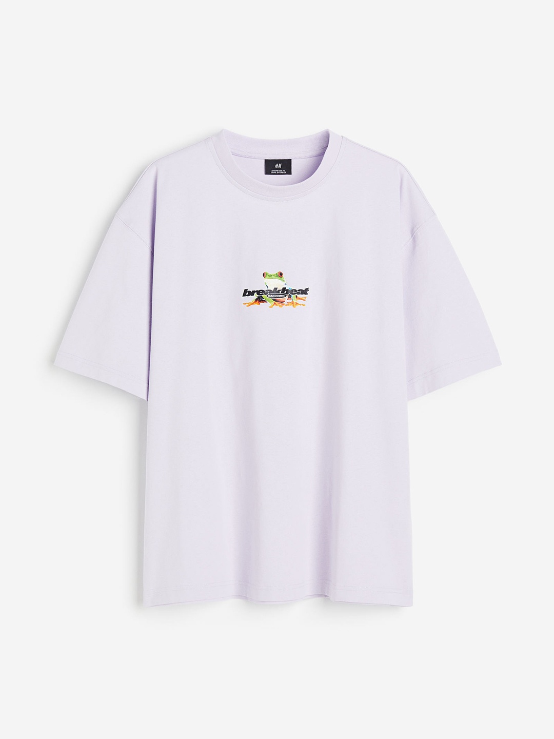 

H&M Men Pure Cotton Oversized Fit Printed T-shirt, Purple