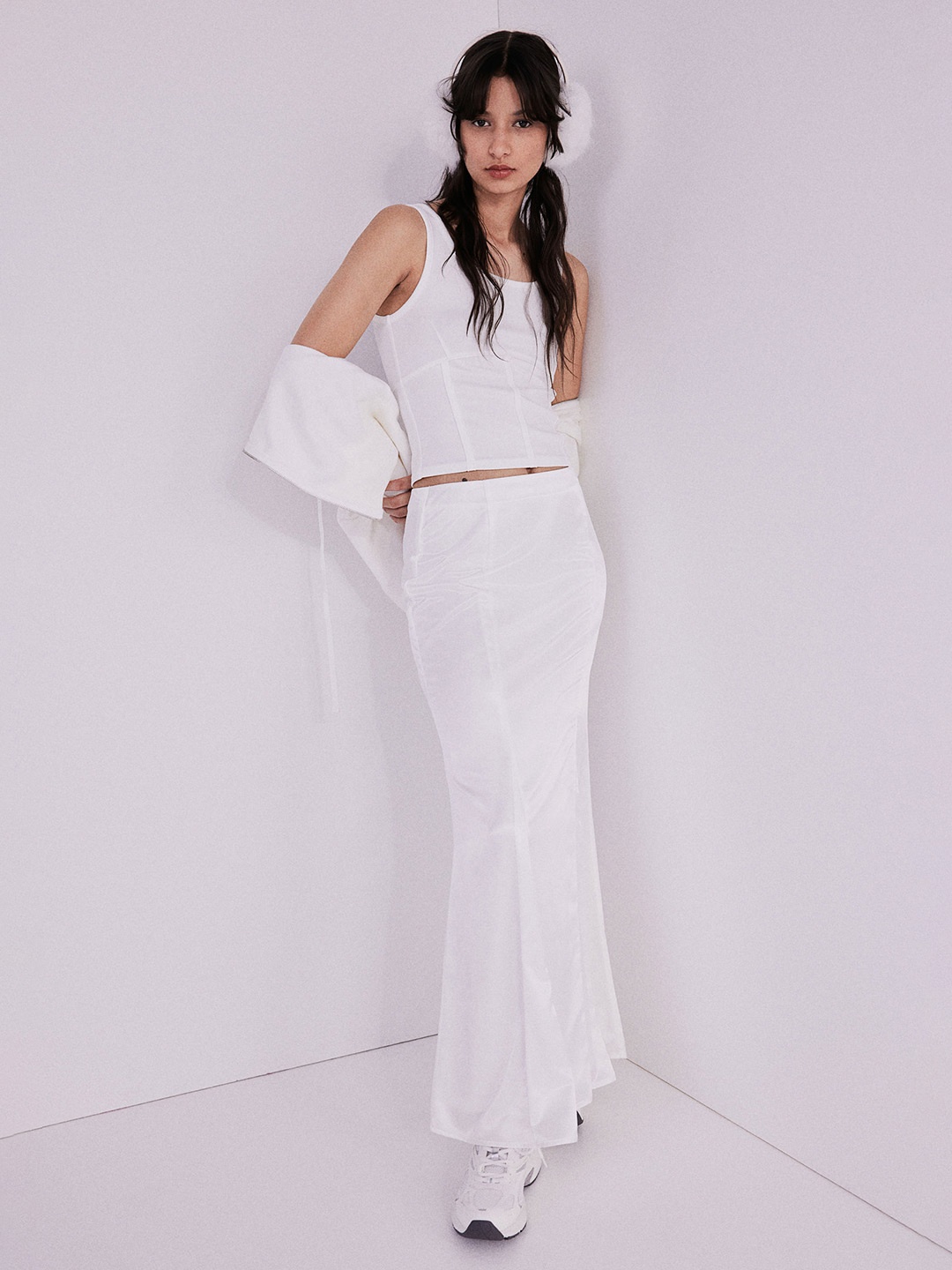 

H&M Ribbed Corset Top, White