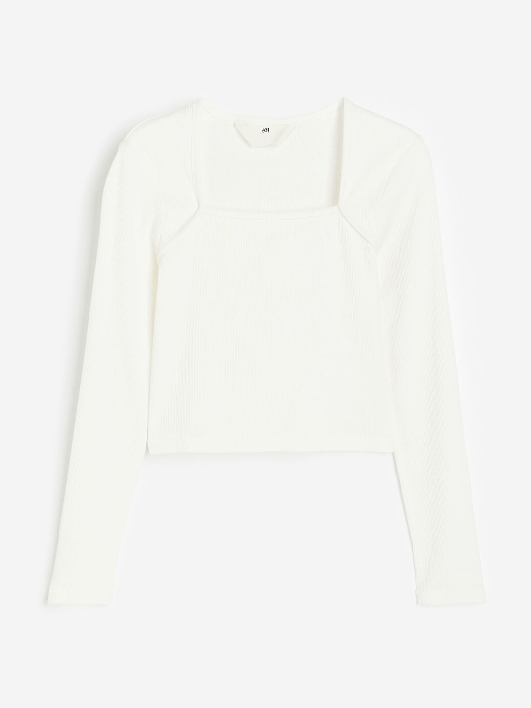 

H&M Girls Ribbed Square Neck Top, White