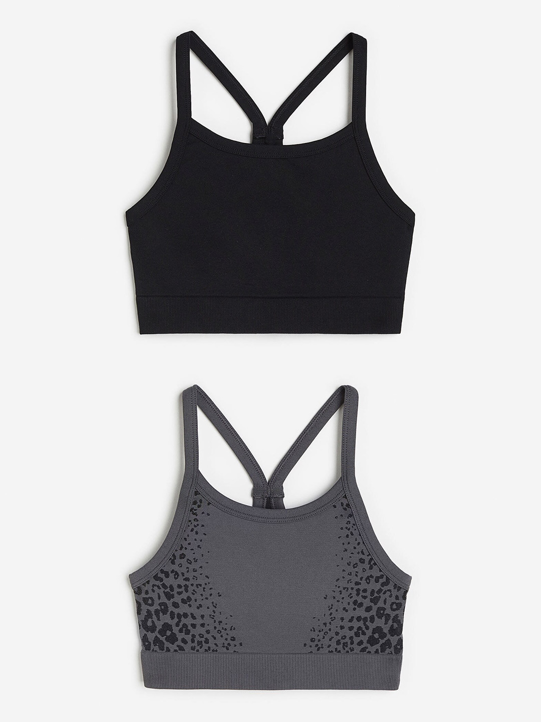 

H&M Girls 2-Pack Dry Move Seamless Sports Tops, Grey