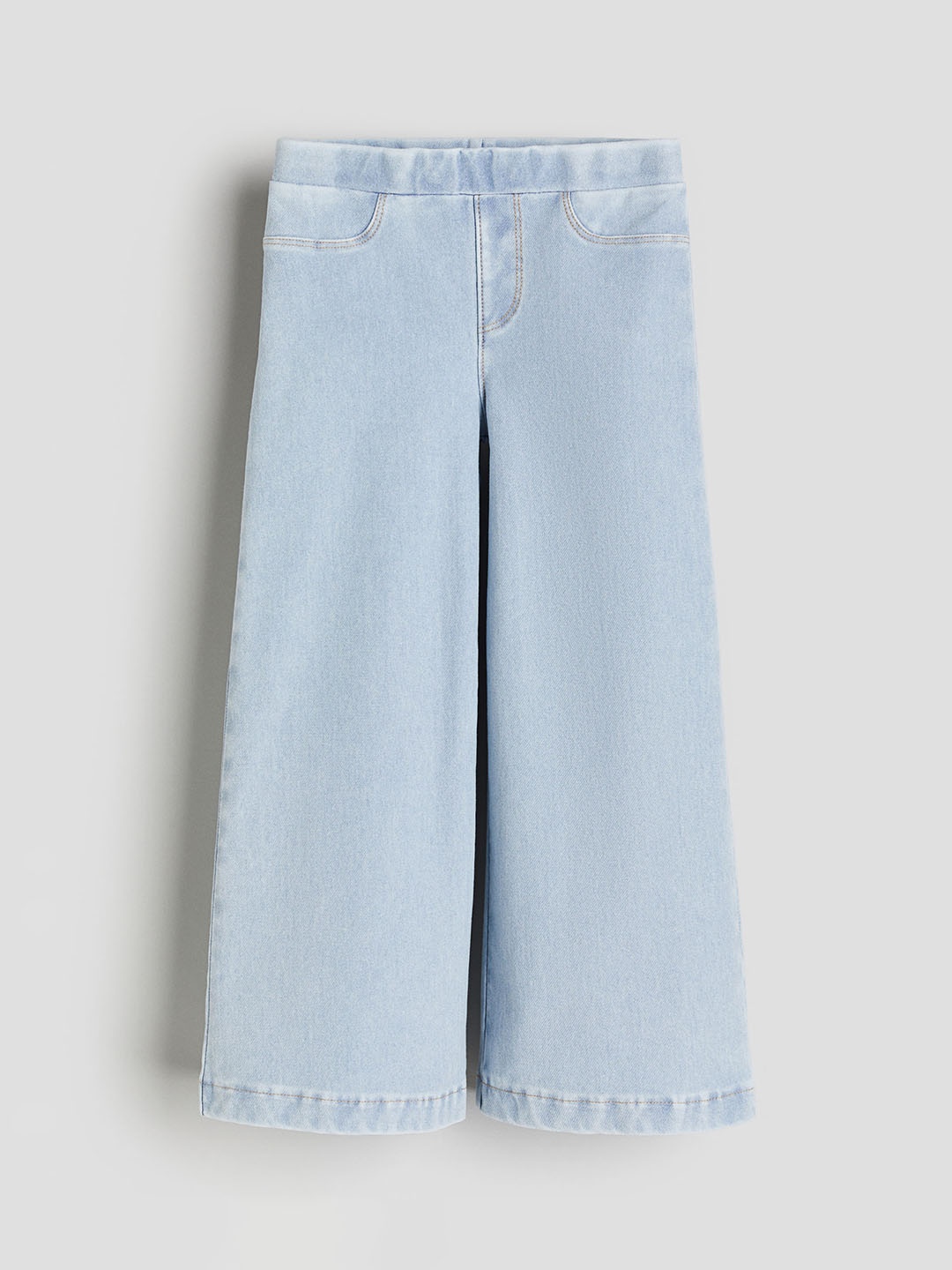 

H&M Girls Wide Denim-Look Trousers, Blue