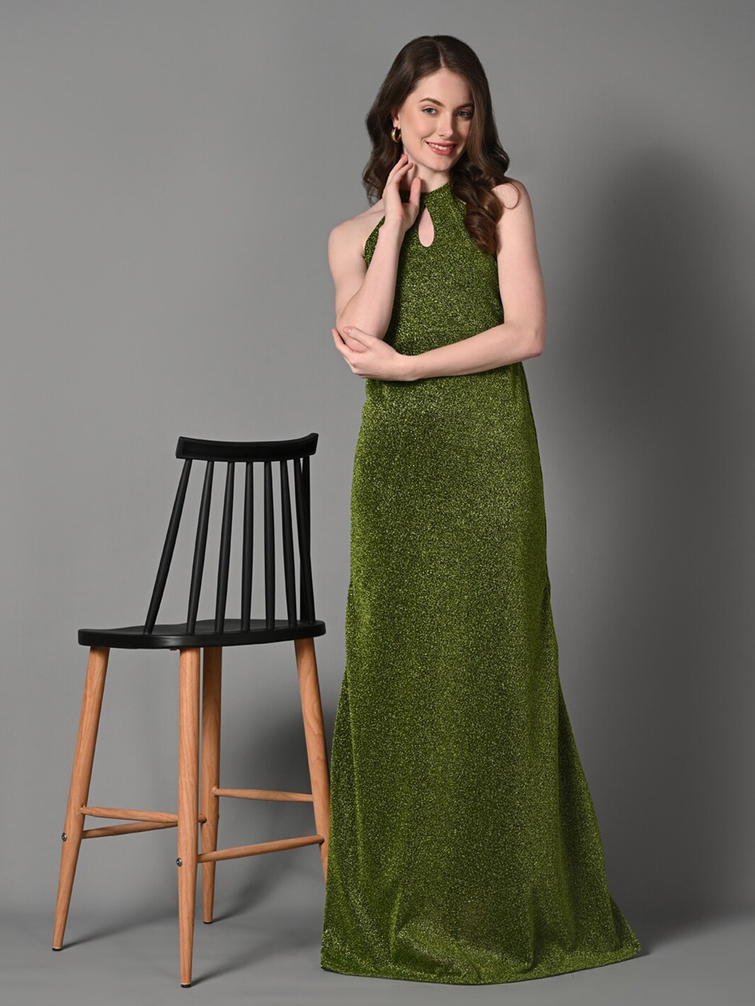 

Justin Whyte Talisha Key Hole Neck Cocktail Maxi Dress, Green