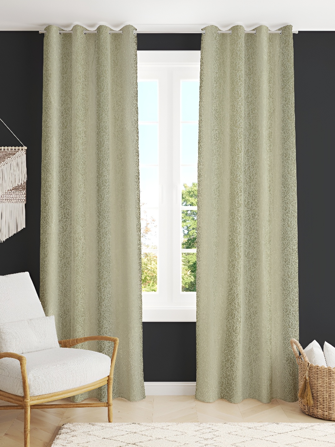 

EISMOURAH Beige 2 Pieces Room Darkening Long Door Curtain