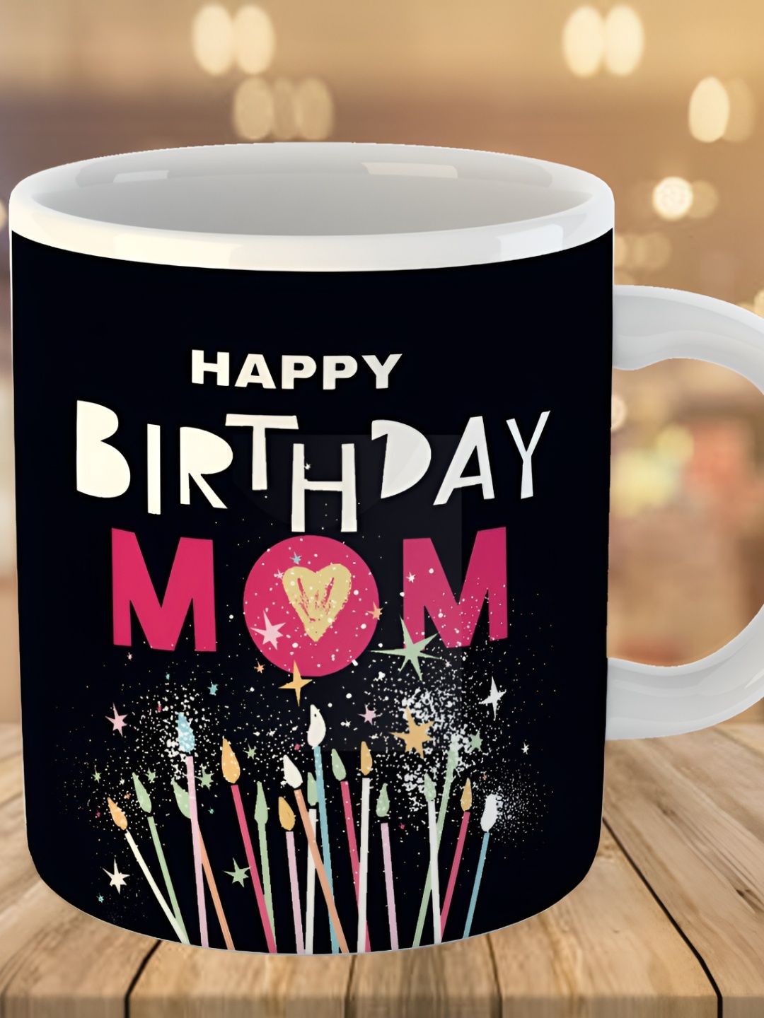 

Keviv Black & White Happy Birthday Mom Printed Ceramic Glossy Mug 325 ml