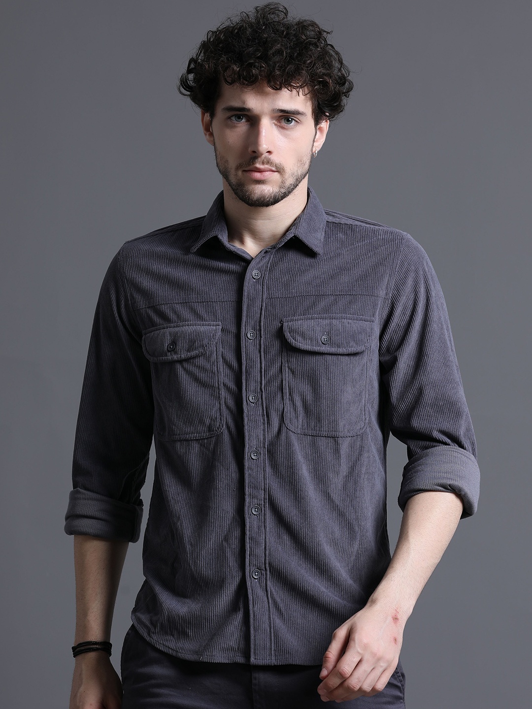 

Skewdeck Spread Collar Long Sleeves Classic Regular Fit Casual Shirt, Blue