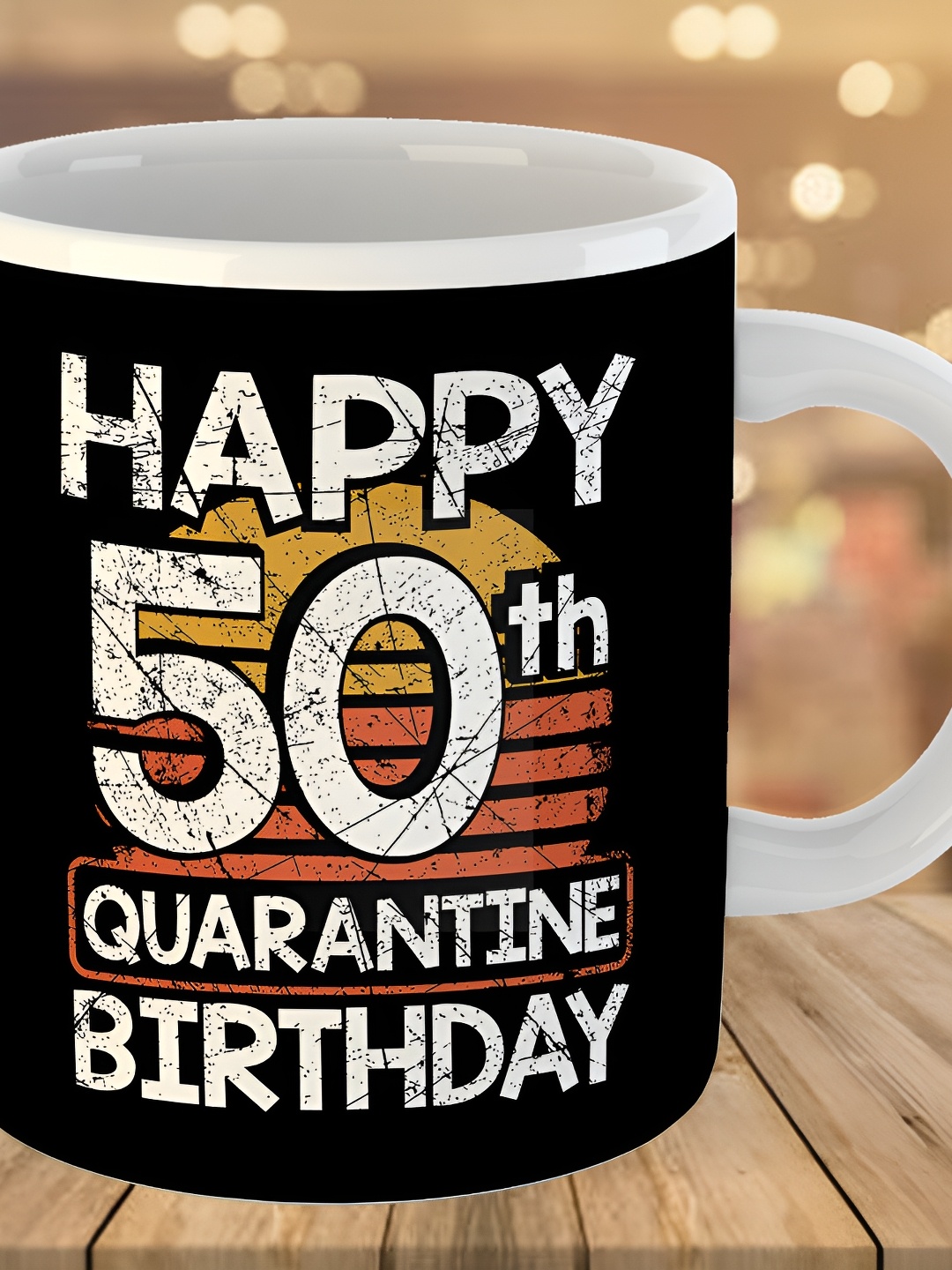 

Keviv Black & White 50th Happy Birthday Printed Ceramic Glossy Mug 325 ml