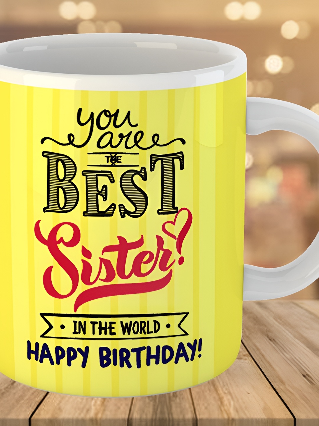 

Keviv Yellow & Red Text or Slogans Printed Ceramic Glossy Mug 325 ml