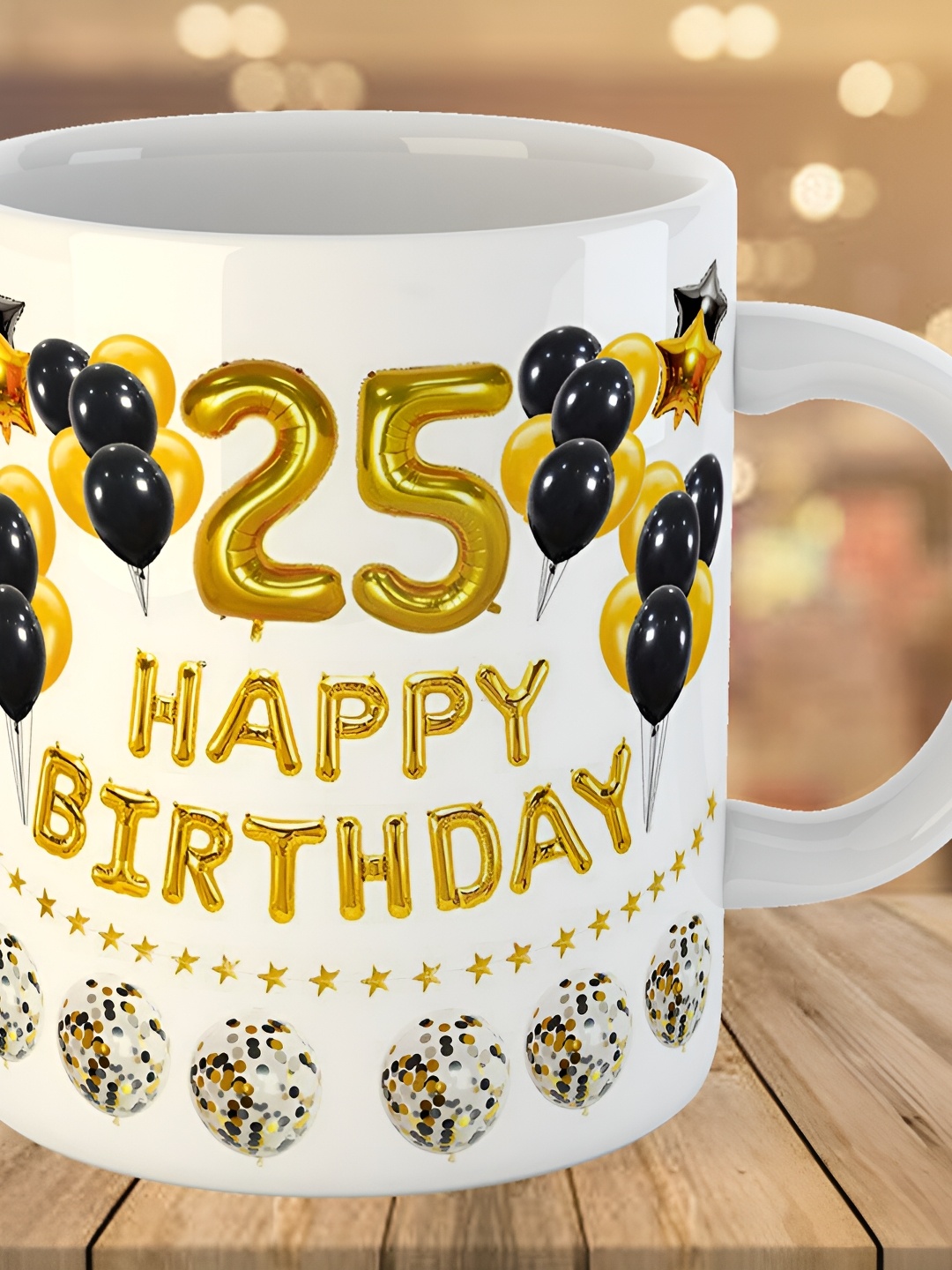 

Keviv White & Yellow Text or Slogans Printed Ceramic Glossy Mug 325 ml
