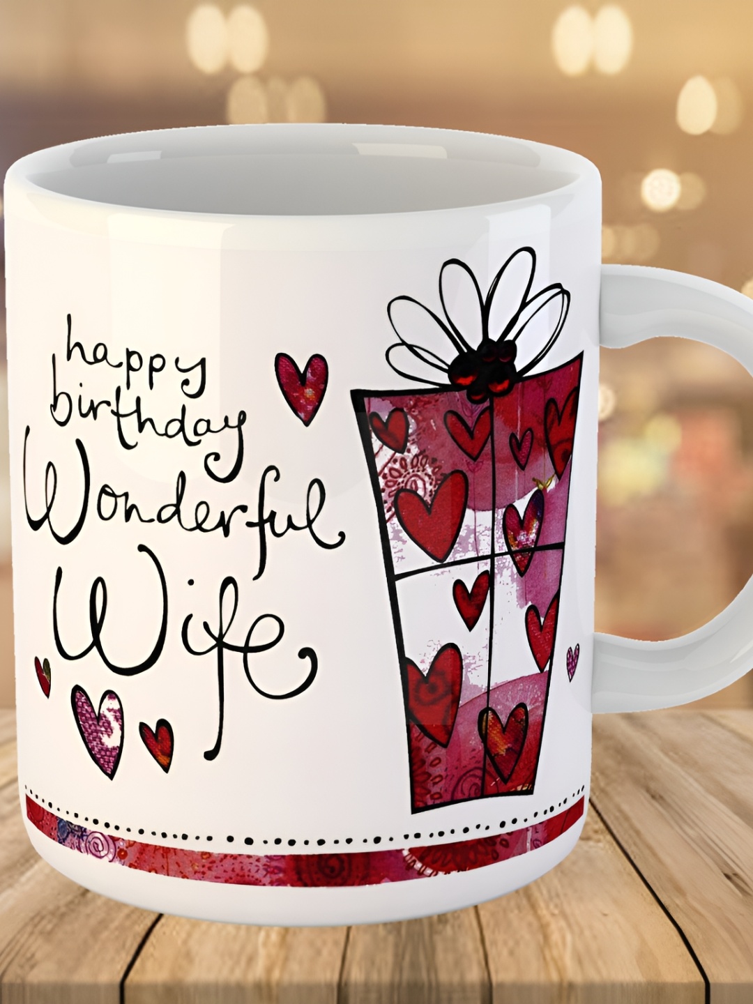 

Keviv White & Red Text or Slogans Printed Ceramic Glossy Mug 325 ml