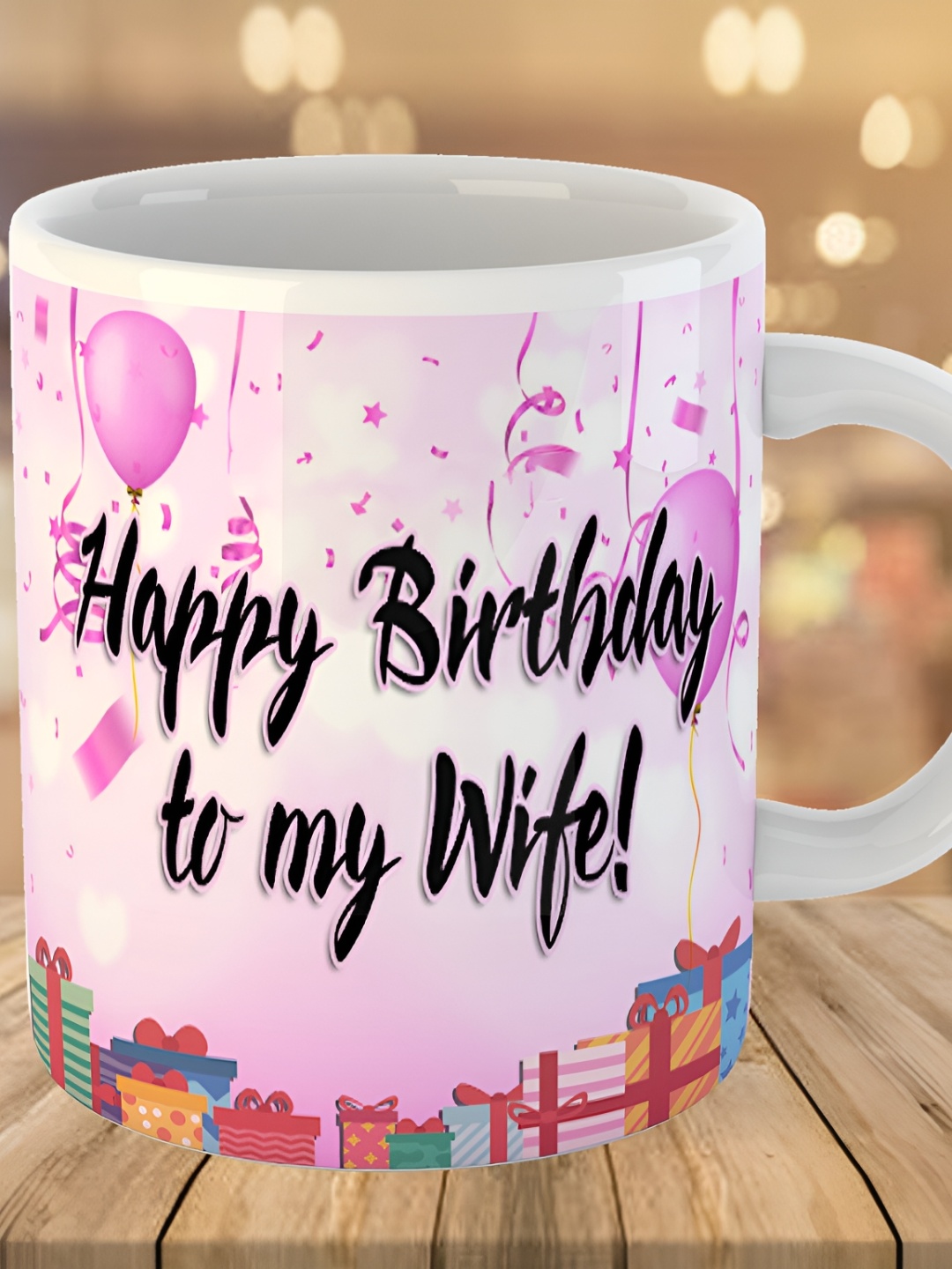 

Keviv White & Pink Text or Slogans Printed Ceramic Glossy Mug 325 ml