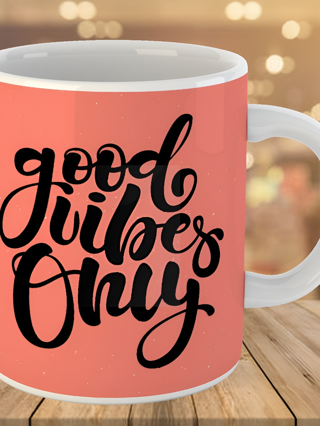 

Keviv White & Black Good Vibes Only Printed Ceramic Glossy Coffee Mug 325 ml