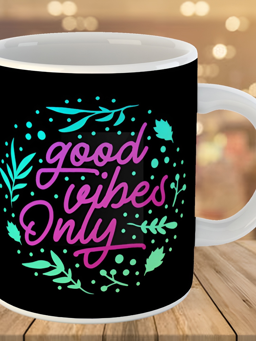 

Keviv Black & Purple Good Vibes Only Printed Ceramic Glossy Coffee Mug 325 ml