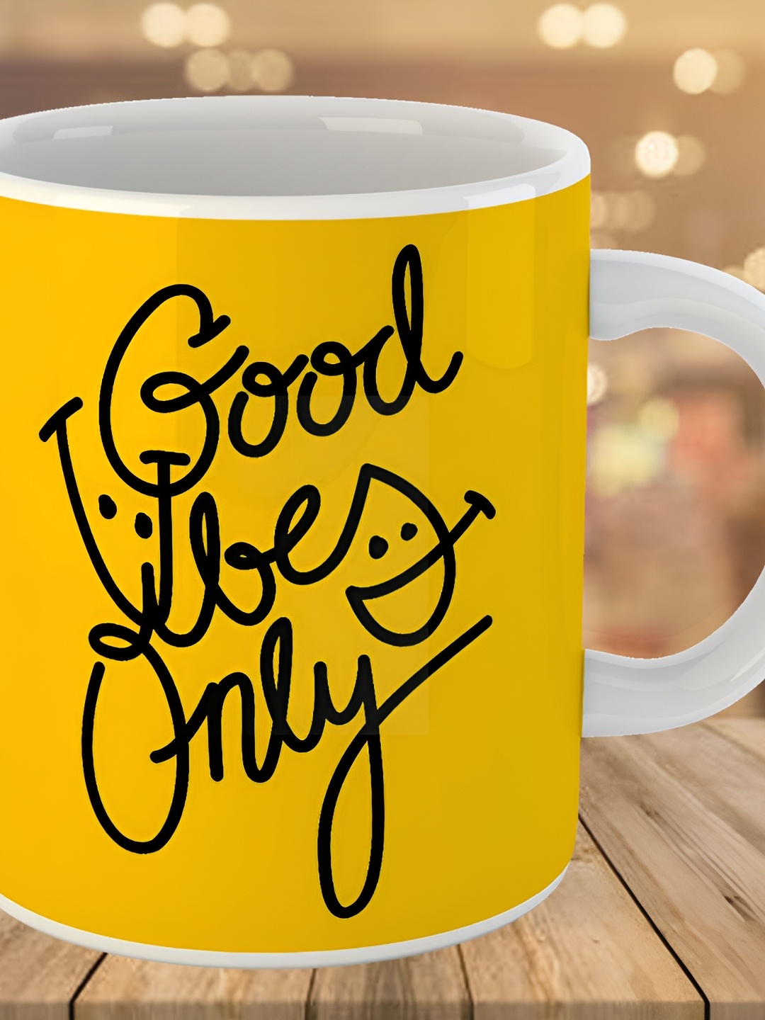 

Keviv White & Yellow Text or Slogans Printed Ceramic Glossy Mug 325 ml