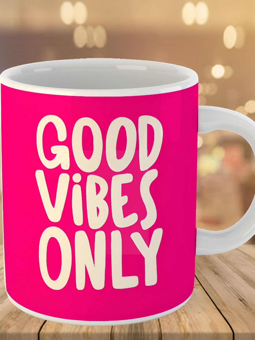 

Keviv White & Pink Text or Slogans Printed Ceramic Glossy Mug 325 ml