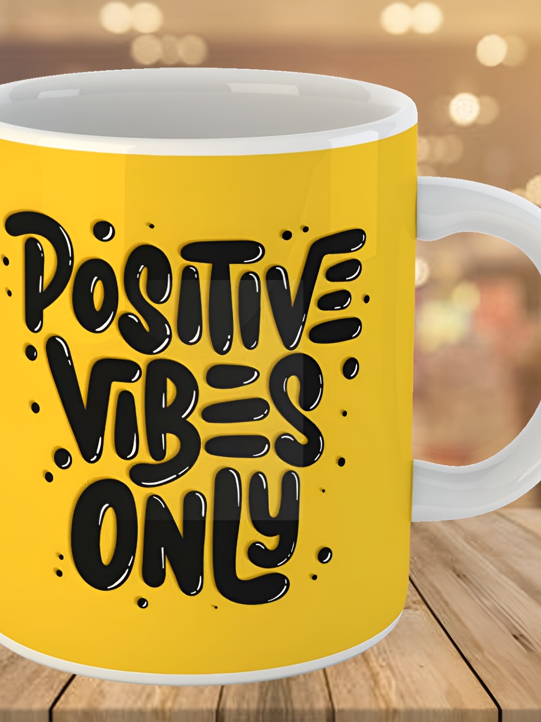 

Keviv Yellow & Black Text or Slogans Printed Ceramic Glossy Mug 325 ml