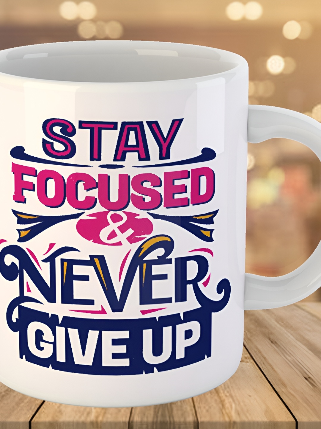 

Keviv White & Pink Text or Slogans Printed Ceramic Glossy Mug 325 ml