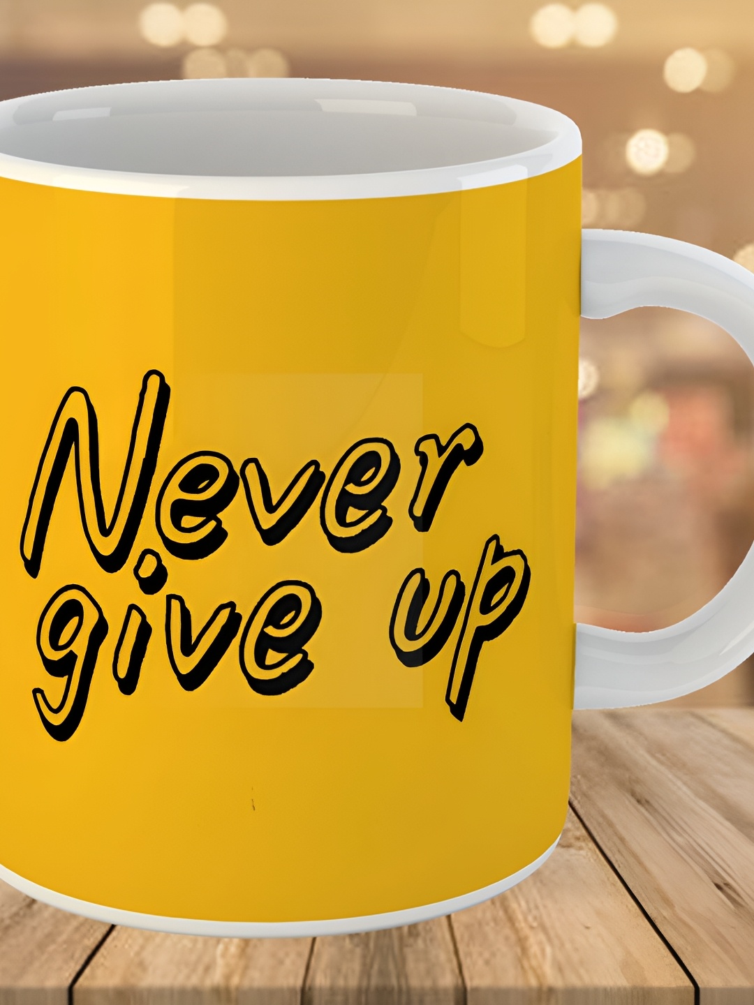 

Keviv White & Yellow Text or Slogans Printed Ceramic Glossy Mug 325 ml