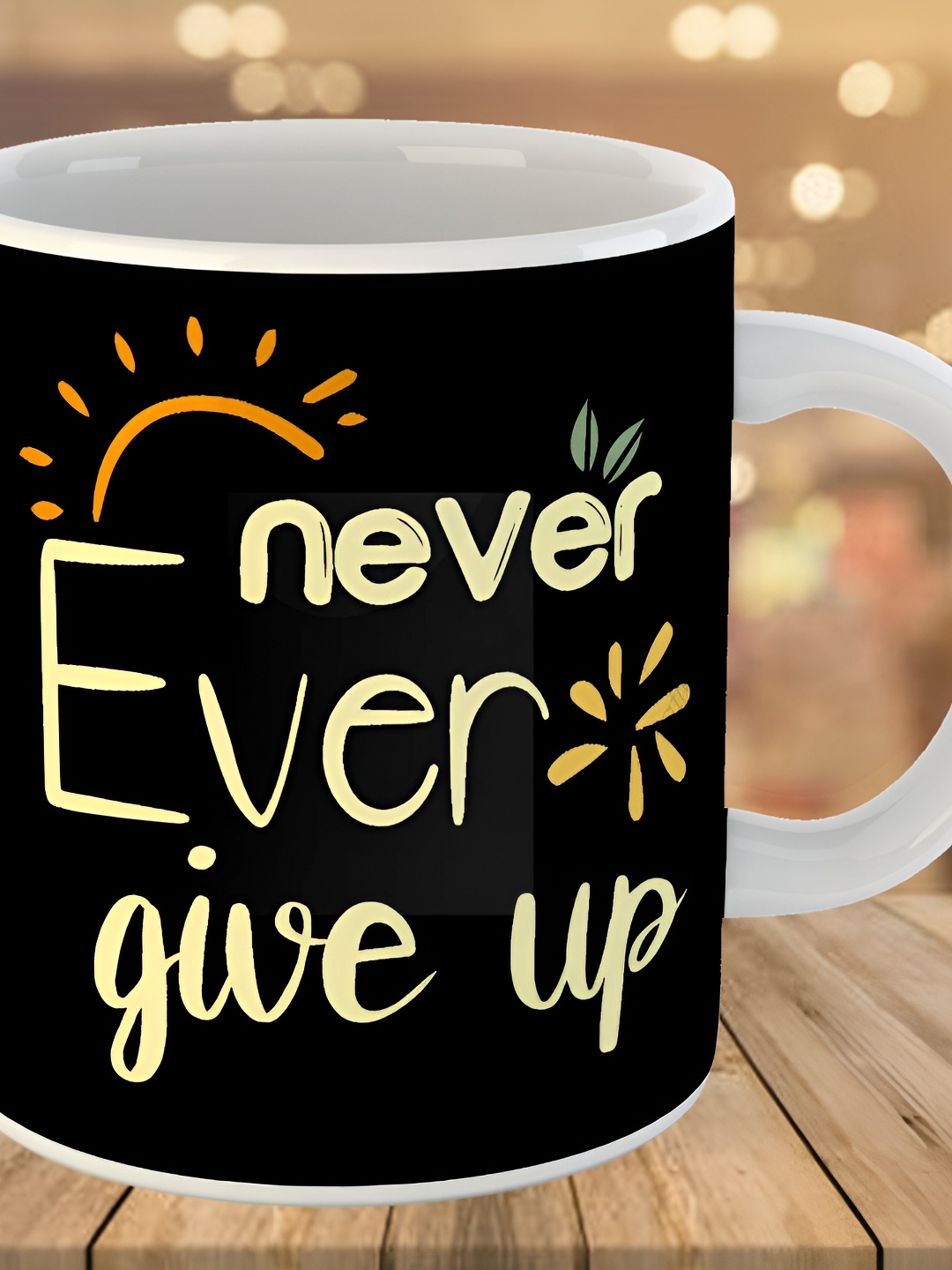 

Keviv Black & Yellow Text or Slogans Printed Ceramic Glossy Mug 325 ml