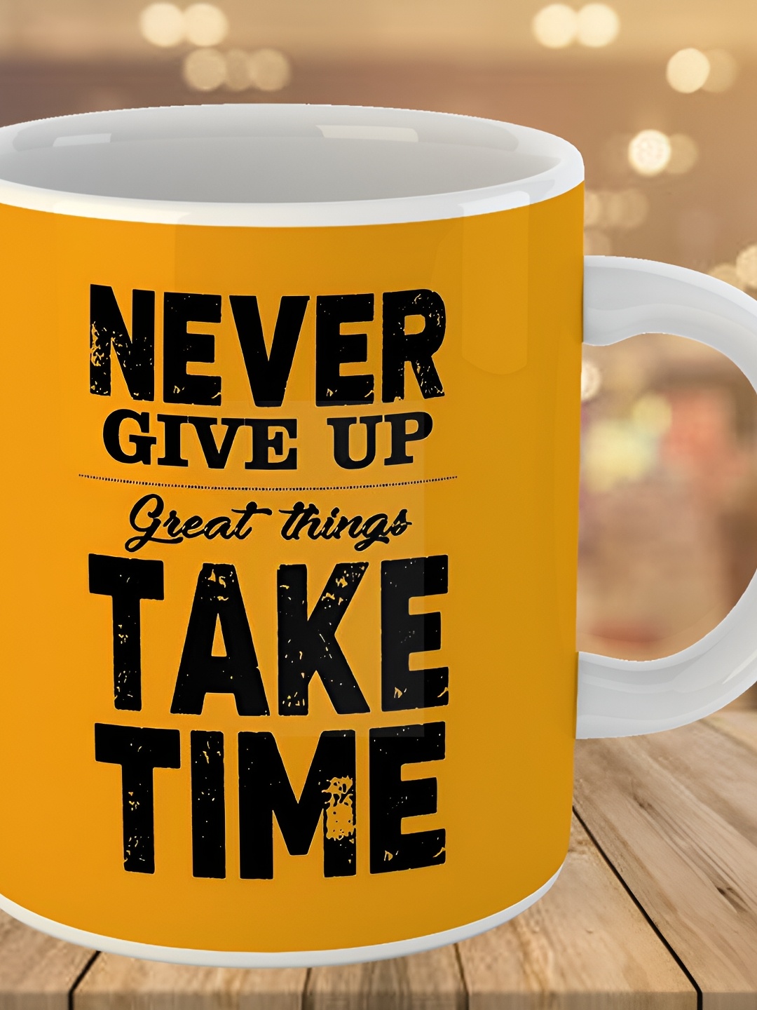 

Keviv Yellow & Black Text or Slogans Printed Ceramic Glossy Mug 325 ml