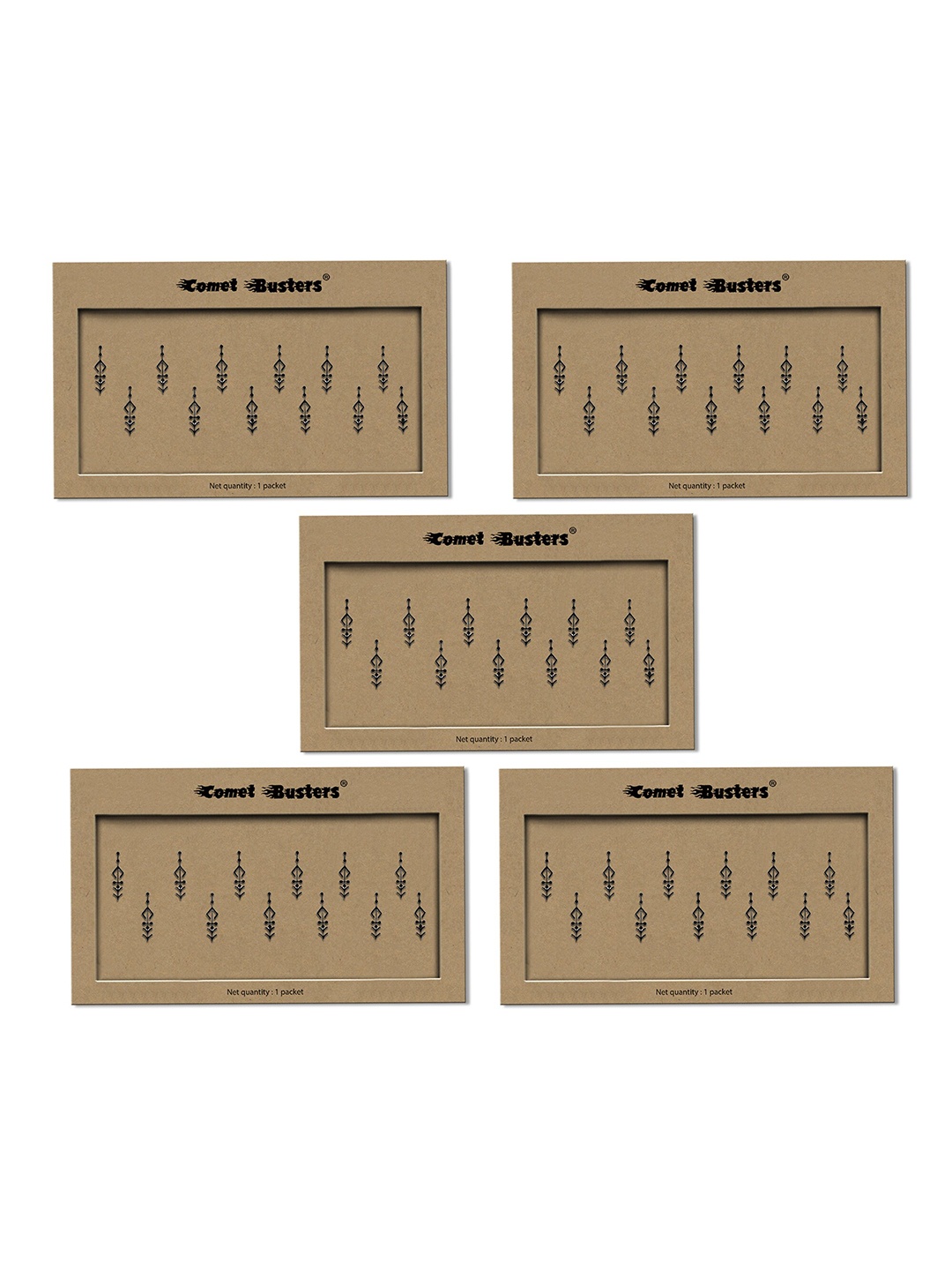 

Comet Busters Set of 5 Handcrafted Reusable Traditional Designer Bindis - Black 022