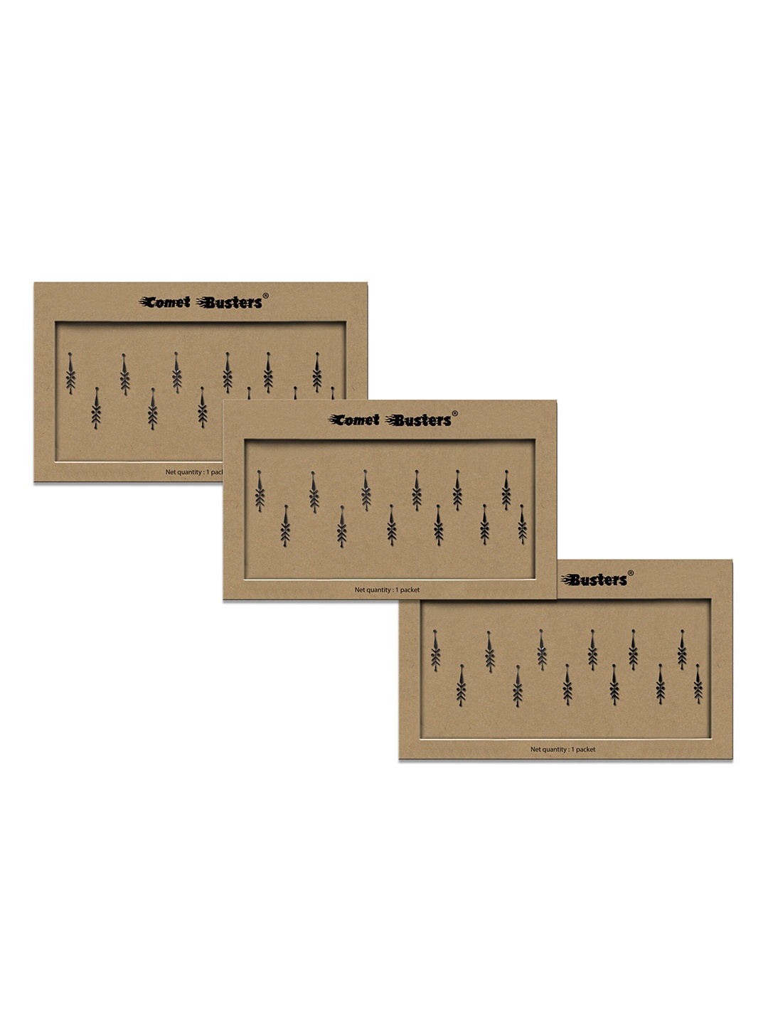 

Comet Busters Set of 3 Handcrafted Reusable Traditional Designer Bindis - Black 024