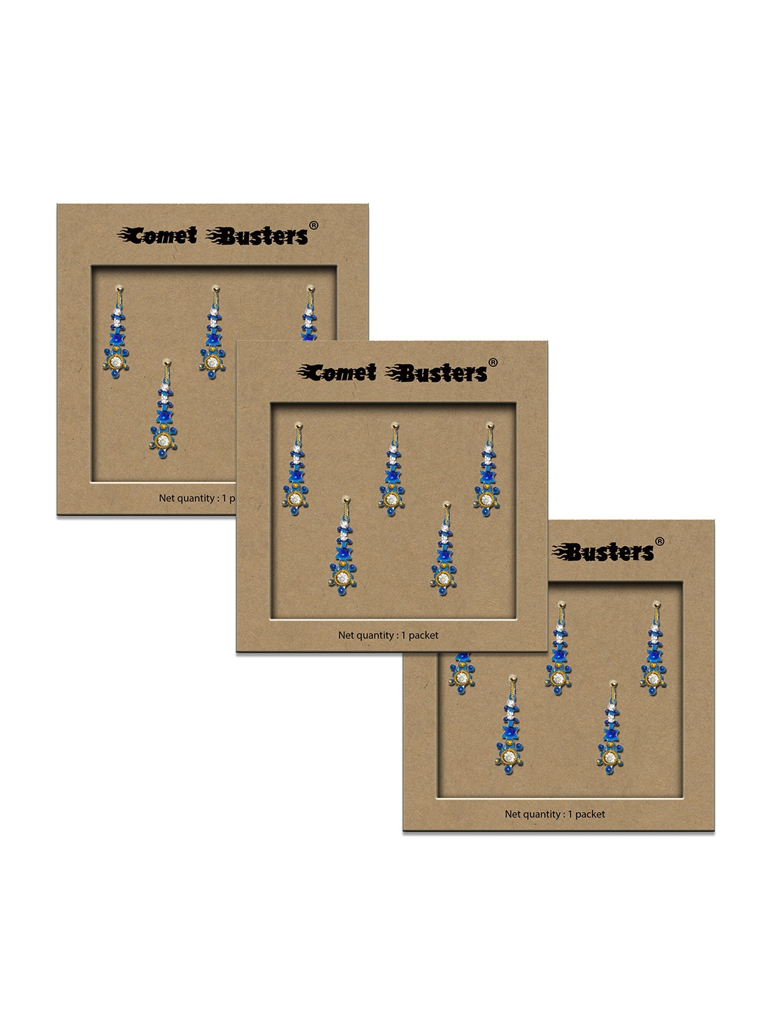 

Comet Busters 3-Pcs Traditional Designer Bindi - Blue BIN029