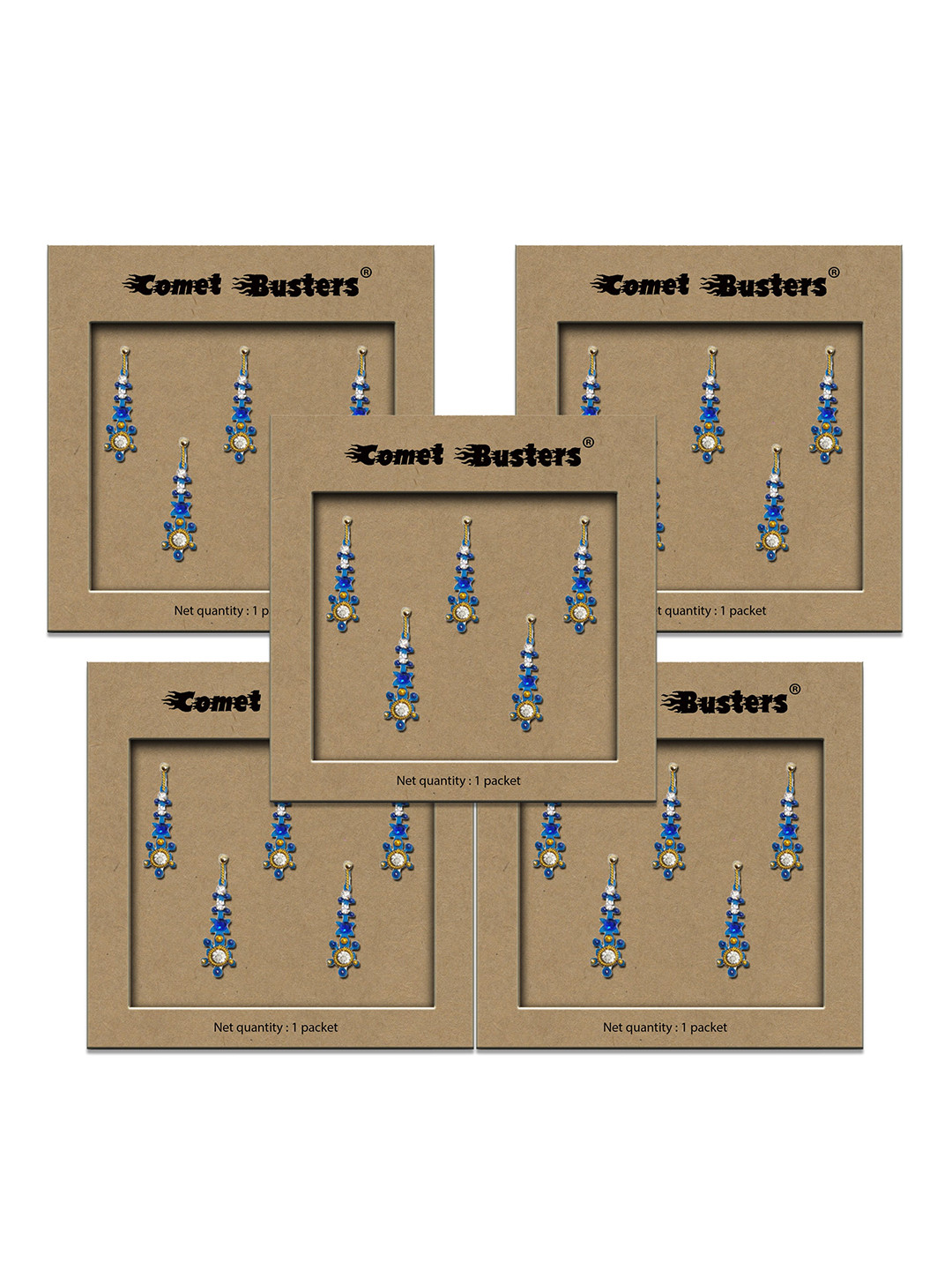 

Comet Busters 5-Pcs Traditional Designer Bindi - Blue BIN029