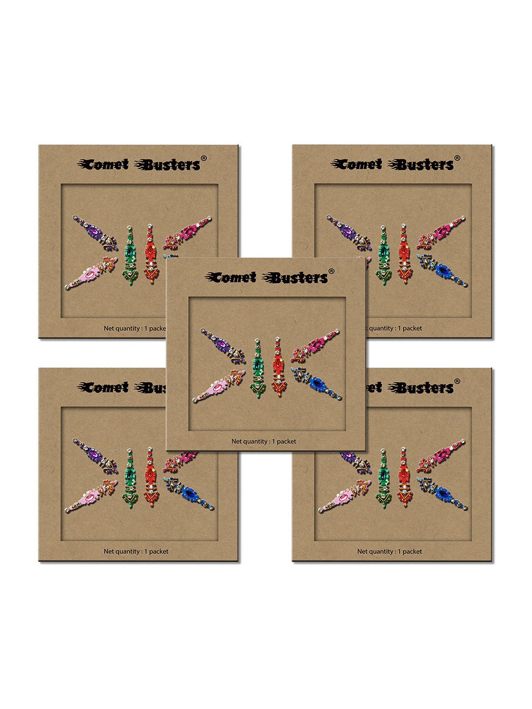 

Comet Busters 5-Pcs Traditional Designer Bindi - BIN020, Multi
