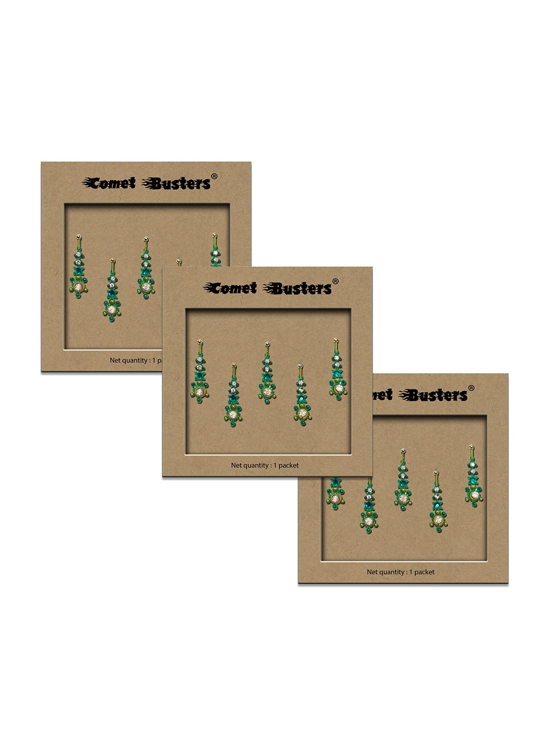 

Comet Busters 3-Pcs Traditional Designer Bindi - Green BIN030