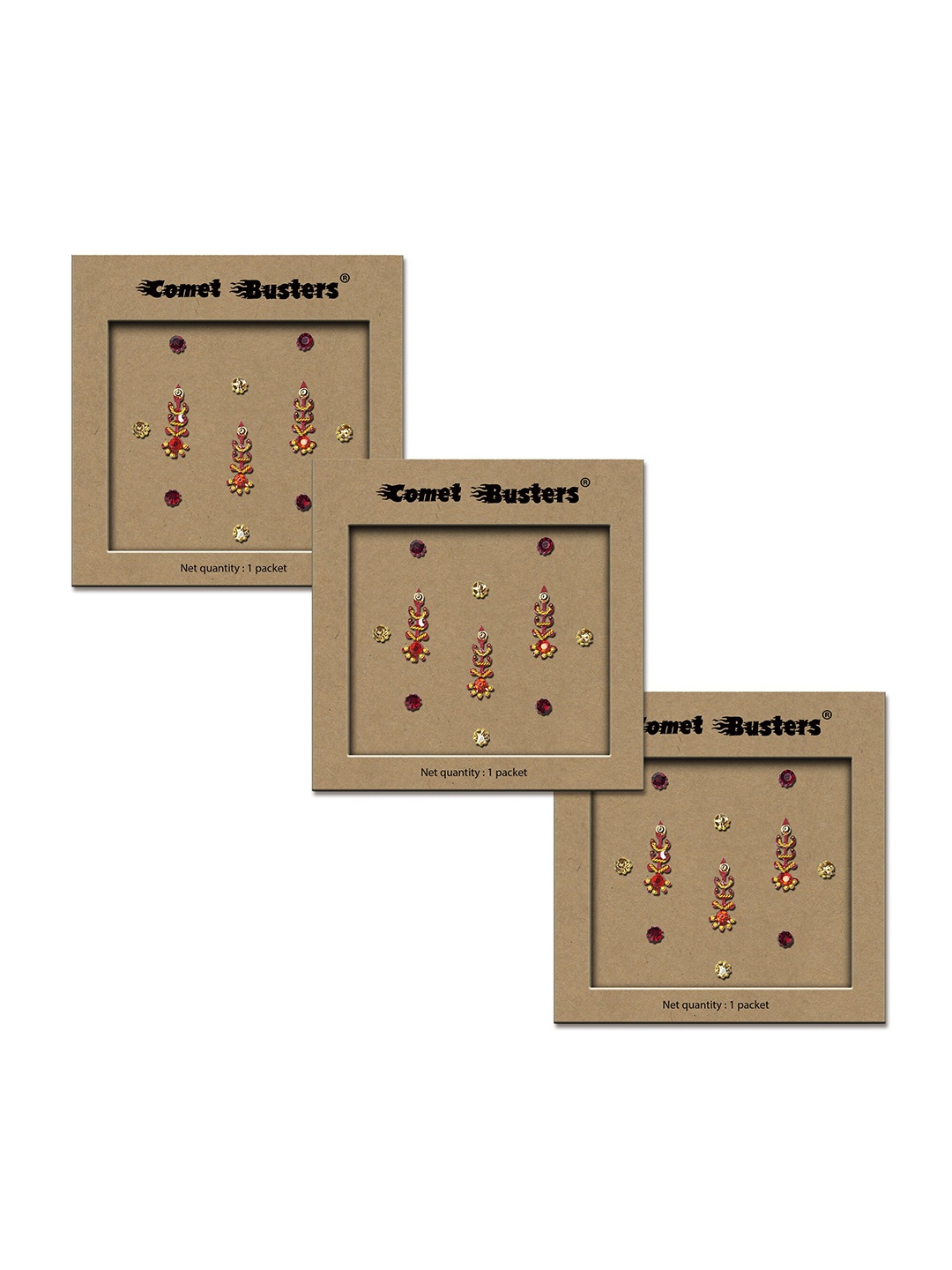 

Comet Busters 3-Pcs Traditional Designer Bindi - BIN018, Multi