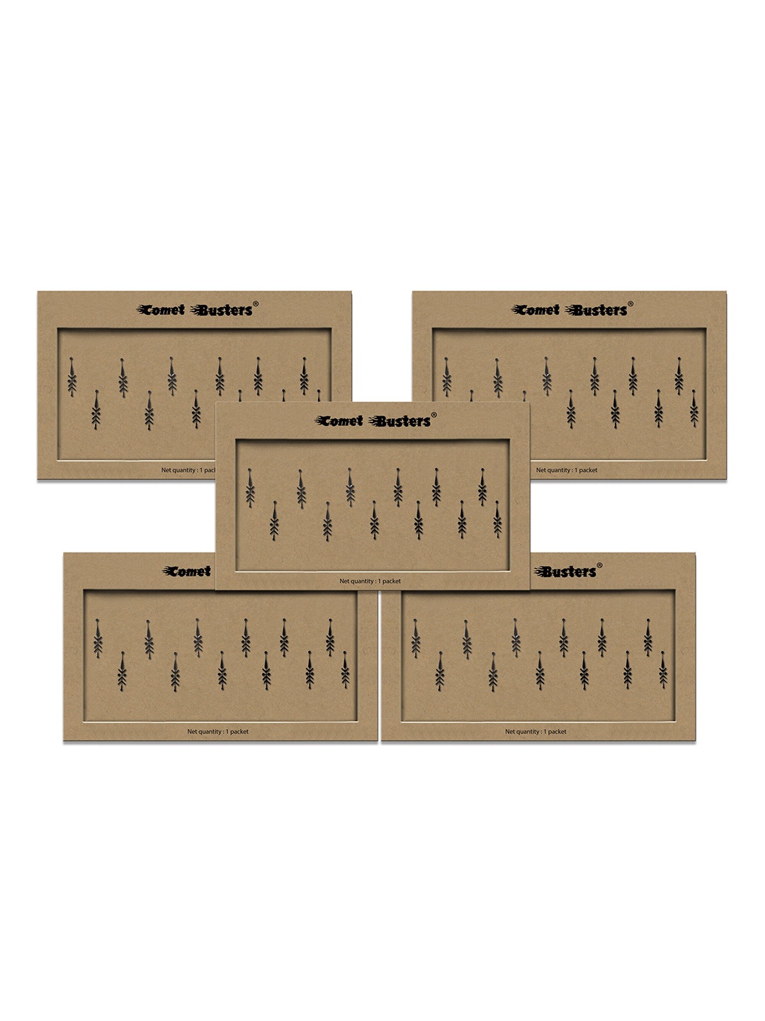 

Comet Busters 5-Pcs Traditional Designer Bindi - Black BIN024, Multi
