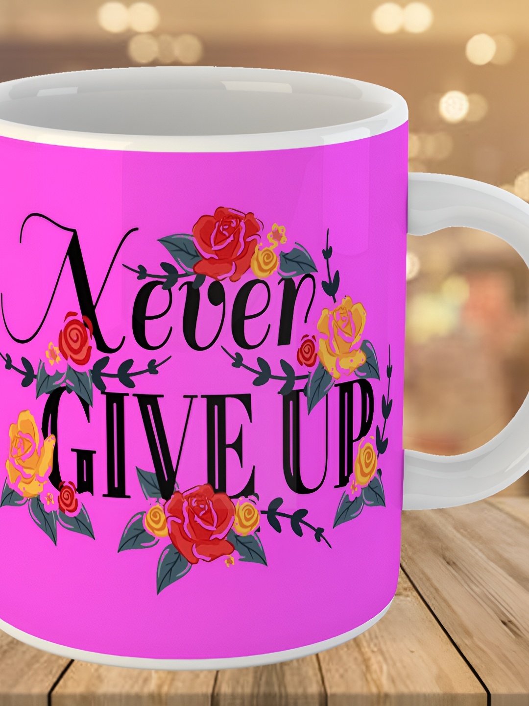 

Keviv Pink & Black Text or Slogans Printed Ceramic Glossy Mug 325 ml