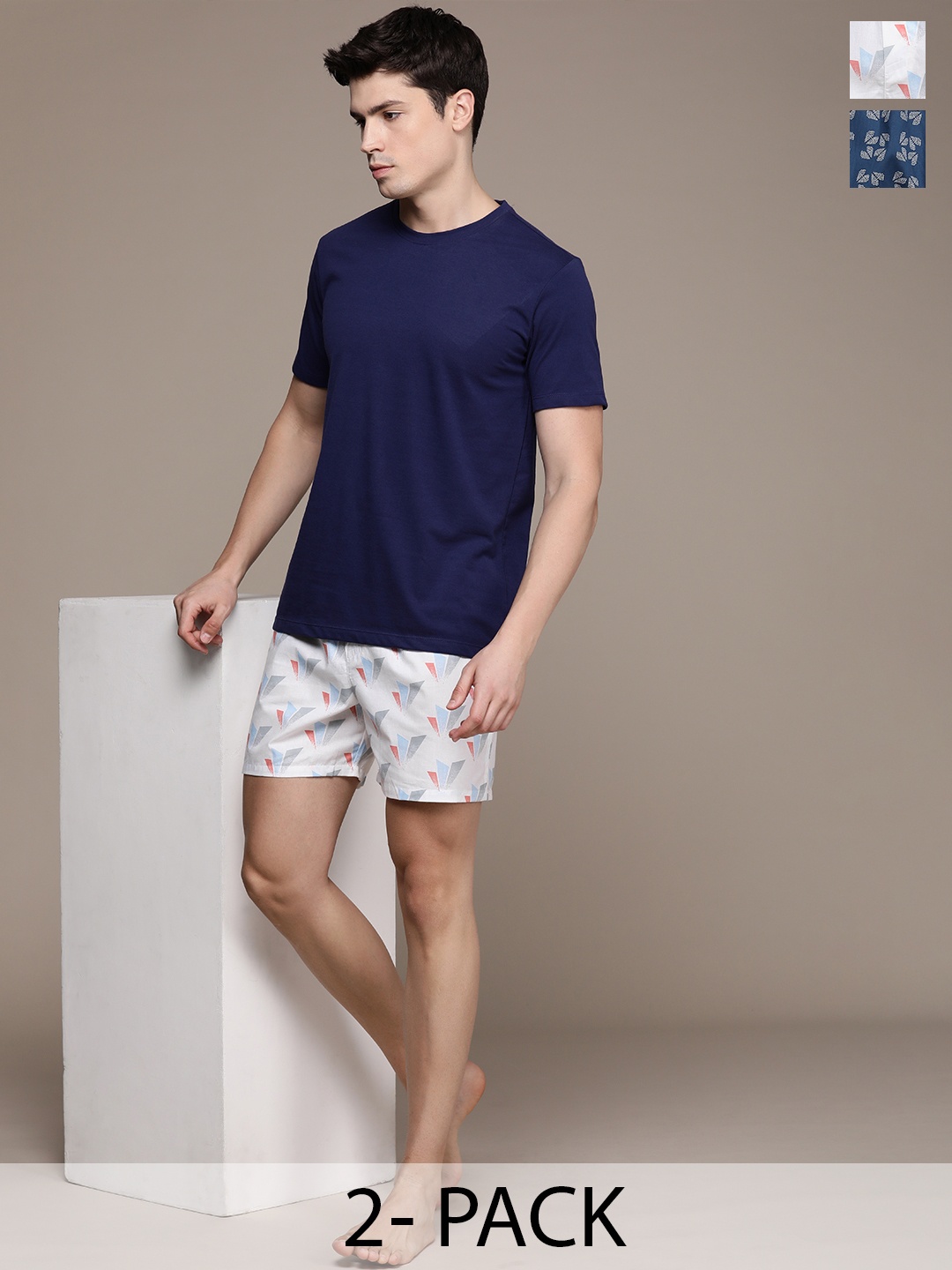 

Roadster Men Set of 2 Printed Cotton Boxers RDS-KEN-MBOX- PRINT-02QS, White