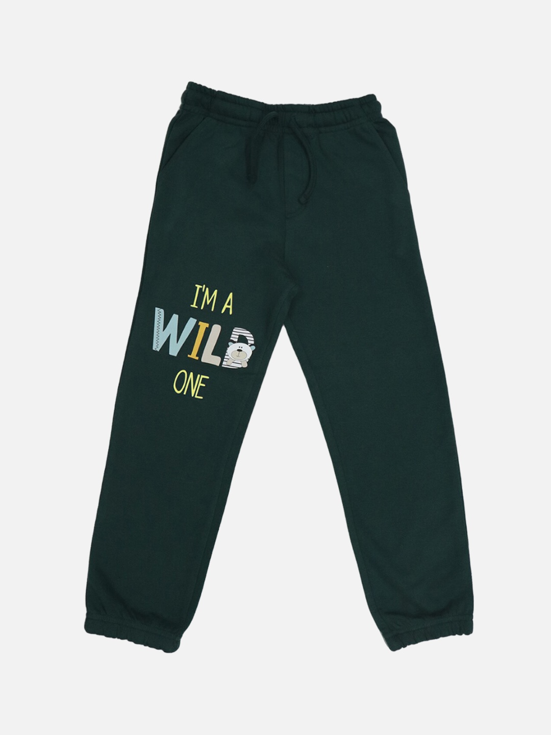 

HARBOR N BAY Boys Typographic Printed Cotton Mid-Rise Joggers, Green