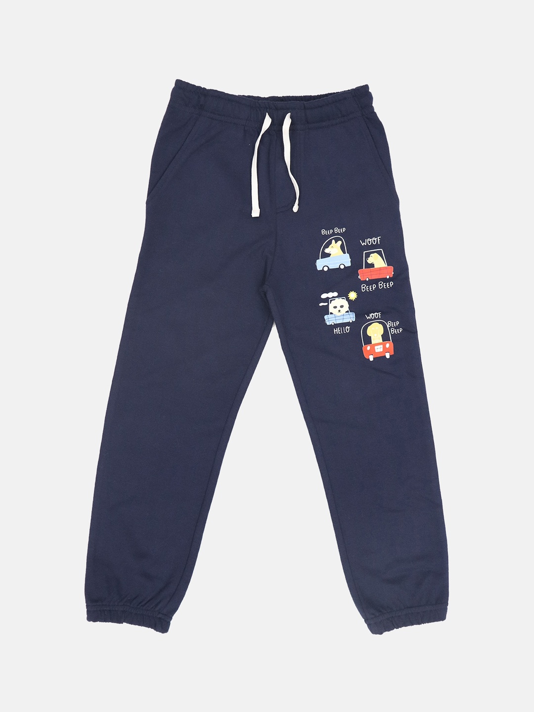 

HARBOR N BAY Boys Graphic Printed Cotton Joggers, Navy blue