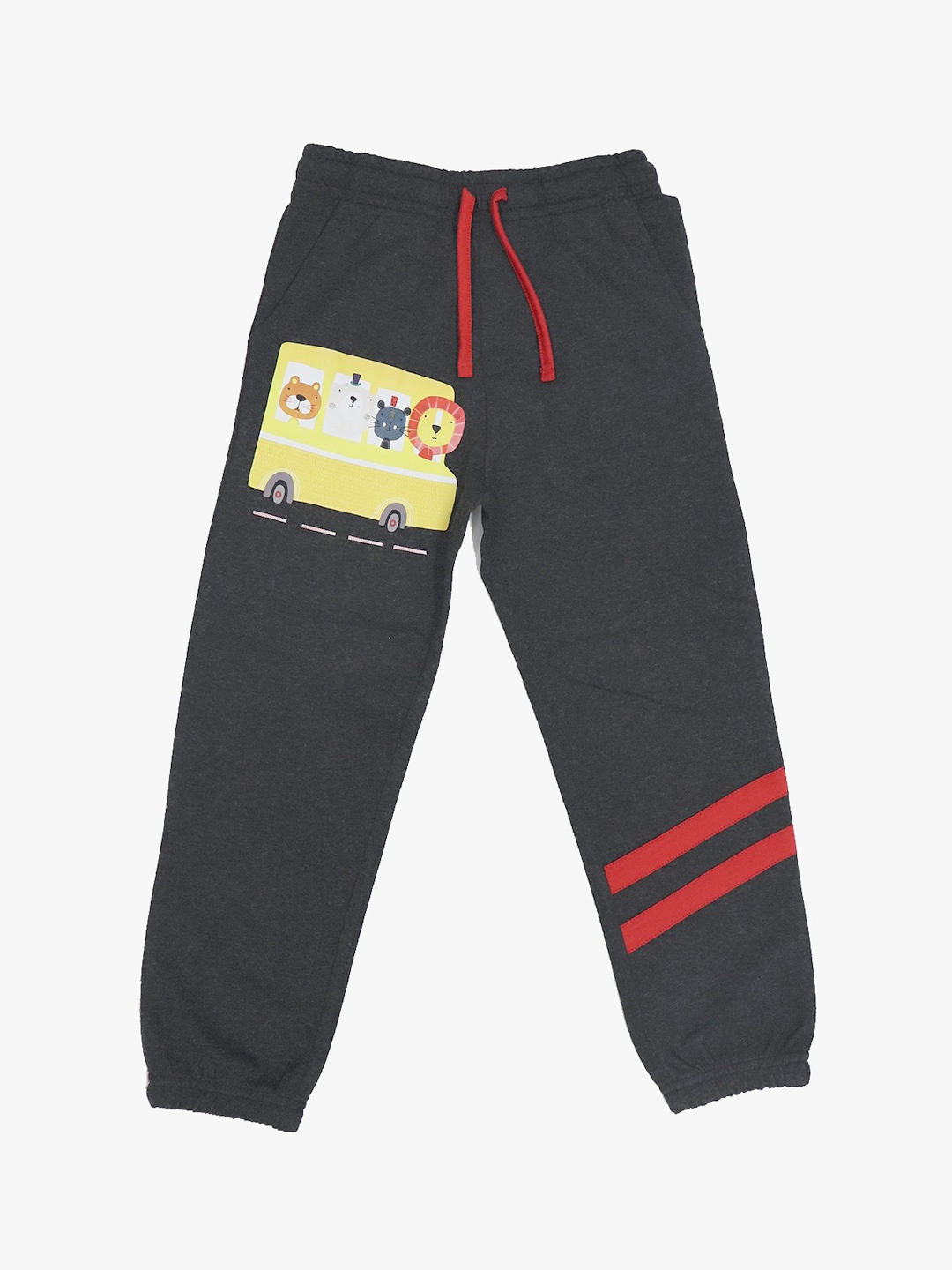 

HARBOR N BAY Boys Graphic Printed Mid-Rise Cotton Joggers, Black
