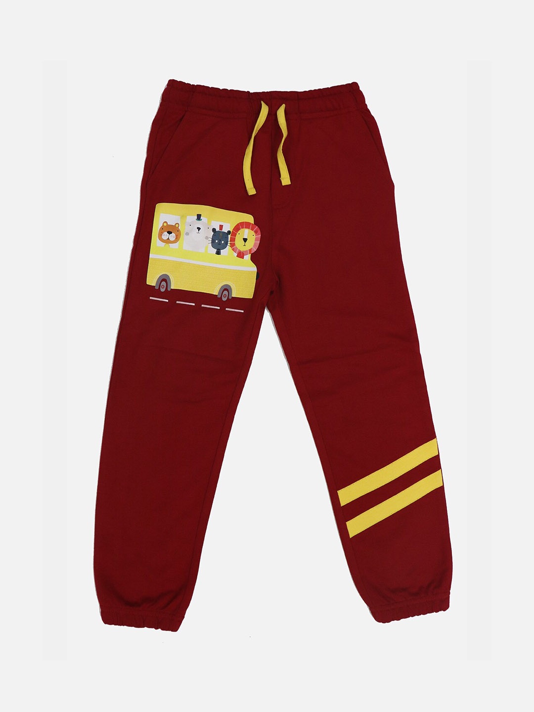 

HARBOR N BAY Bus Printed Printed Pure Cotton Jogger, Maroon