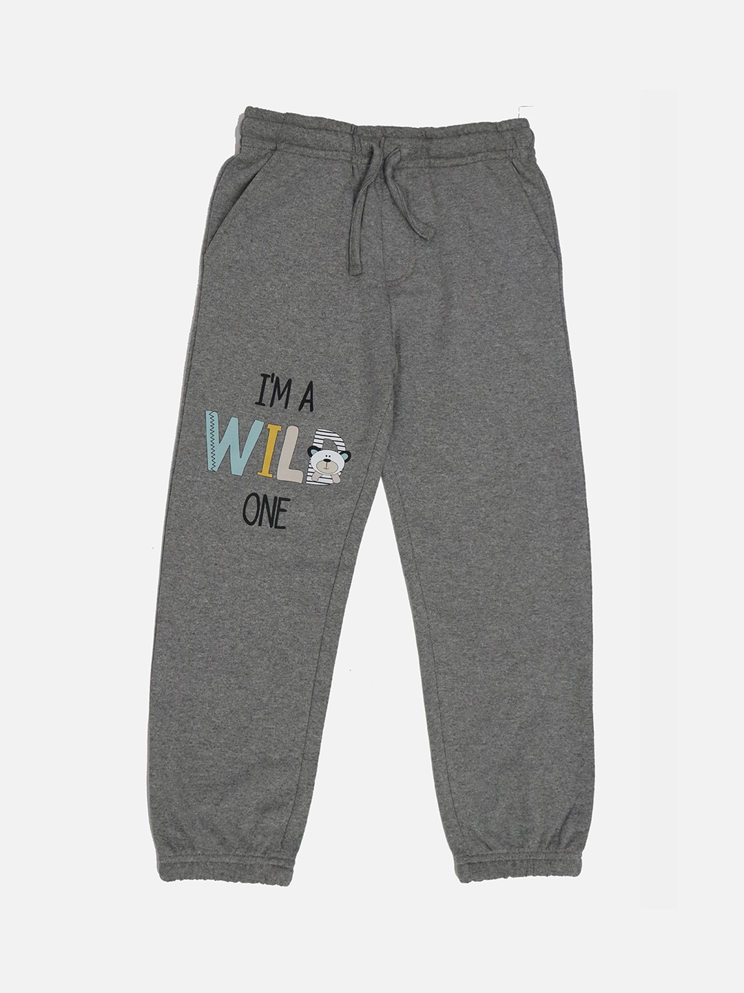 

HARBOR N BAY Boys Printed Cotton Mid Rise Joggers, Grey melange