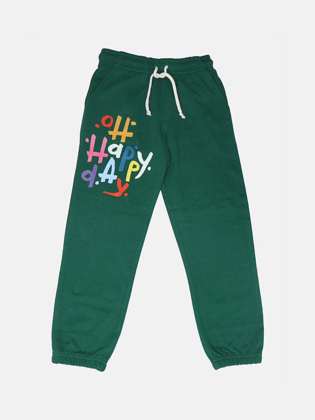 

HARBOR N BAY Boys Typographic Printed Cotton Mid-Rise Joggers, Green