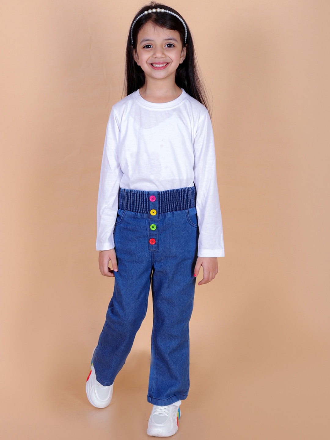 

Superminis Girls Comfort Embellished Stretchable Jeans, Blue