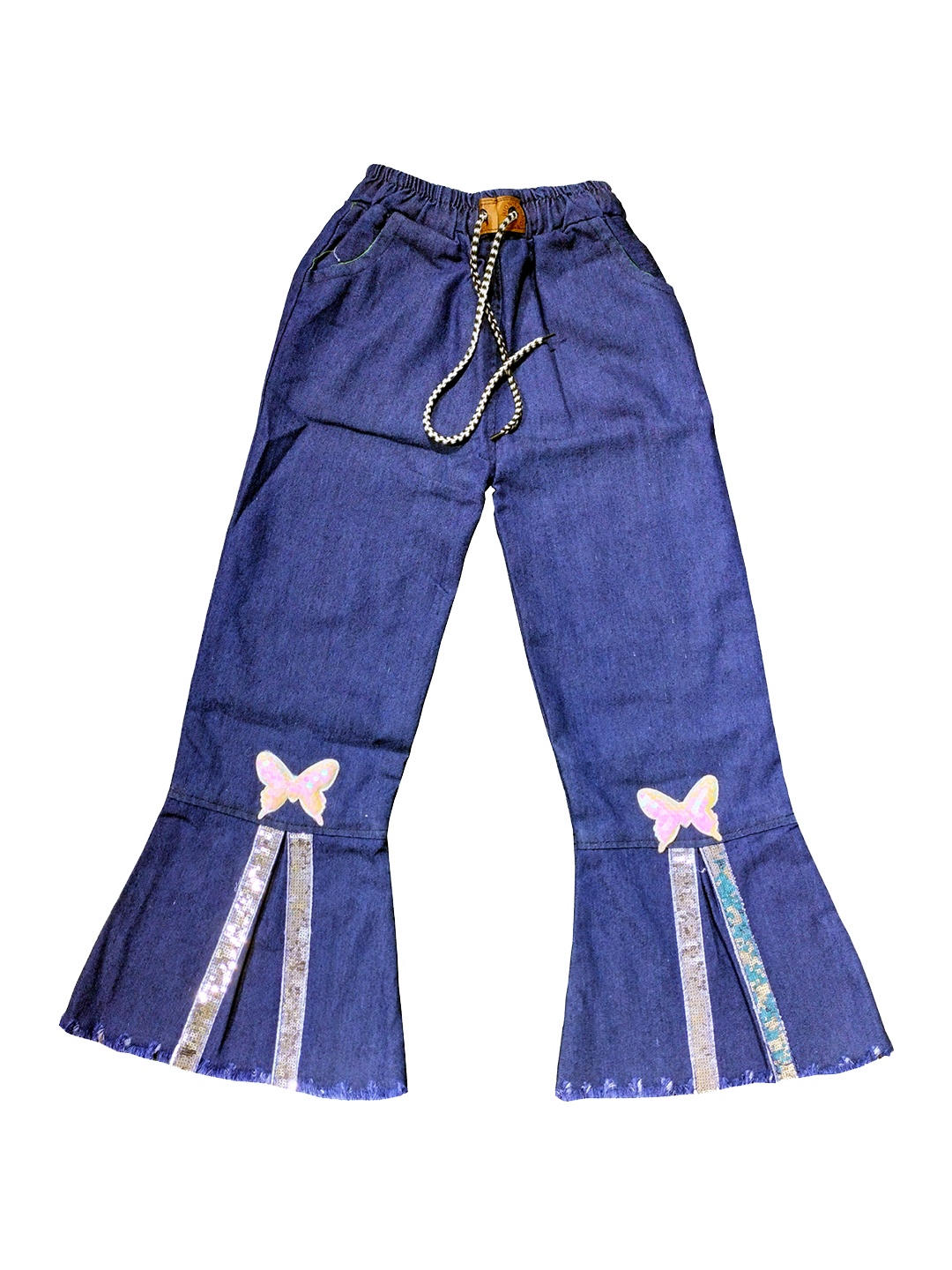 

BAESD Girls Flared Cropped Denim Cotton Palazzos, Blue