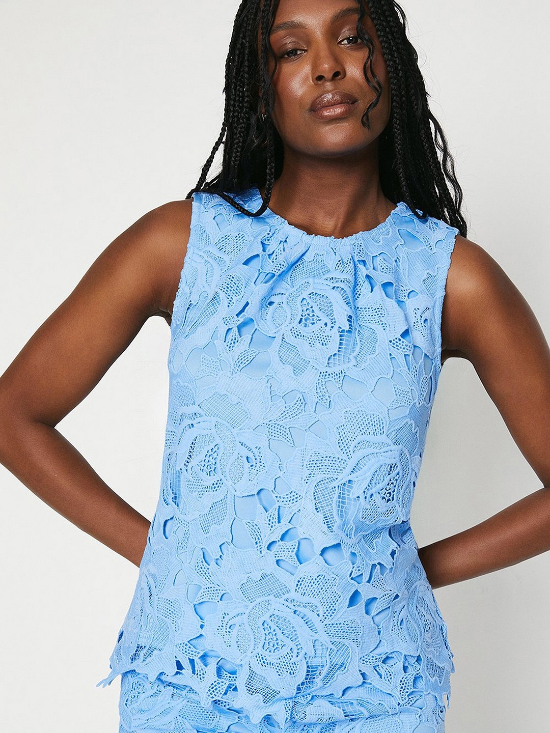 

DOROTHY PERKINS Floral Lace Top, Blue