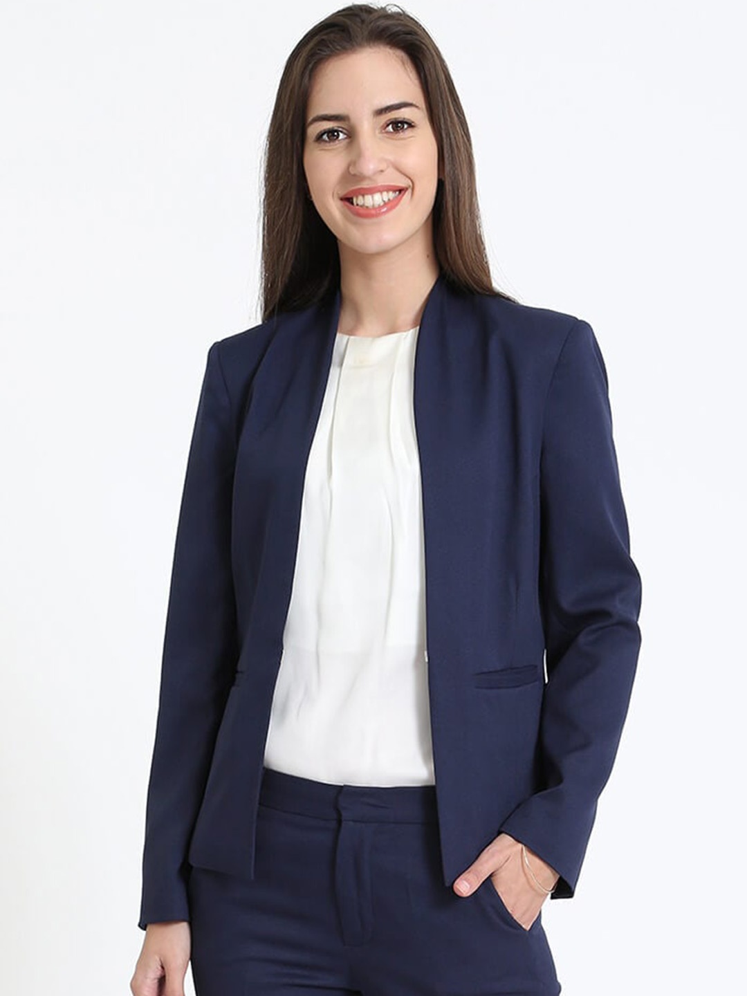 

SALT ATTIRE Slim-Fit Single-Breasted Blazers, Navy blue