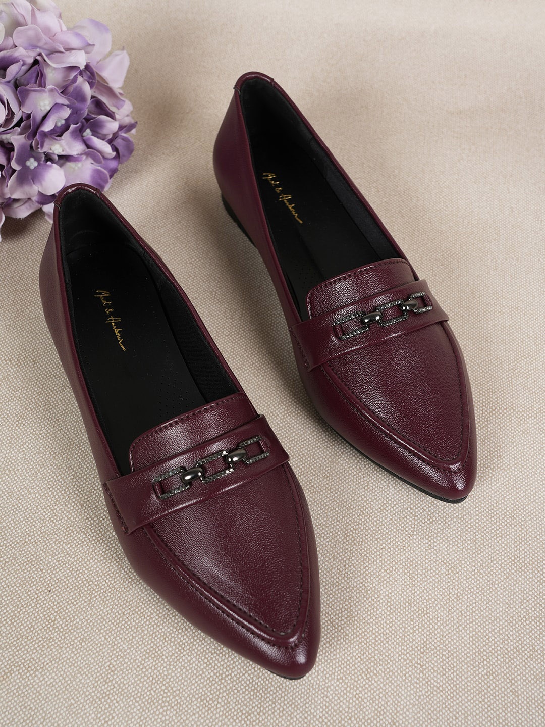 

Mast & Harbour Women Textured Suede Loafers, Burgundy