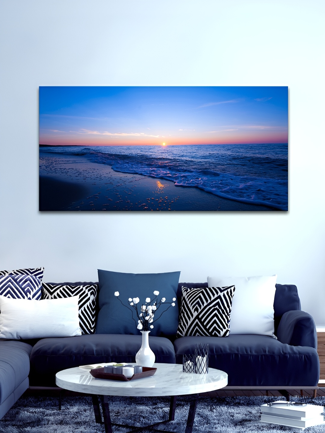 

VibeCrafts Blue & White Canvas Painting Wall Art