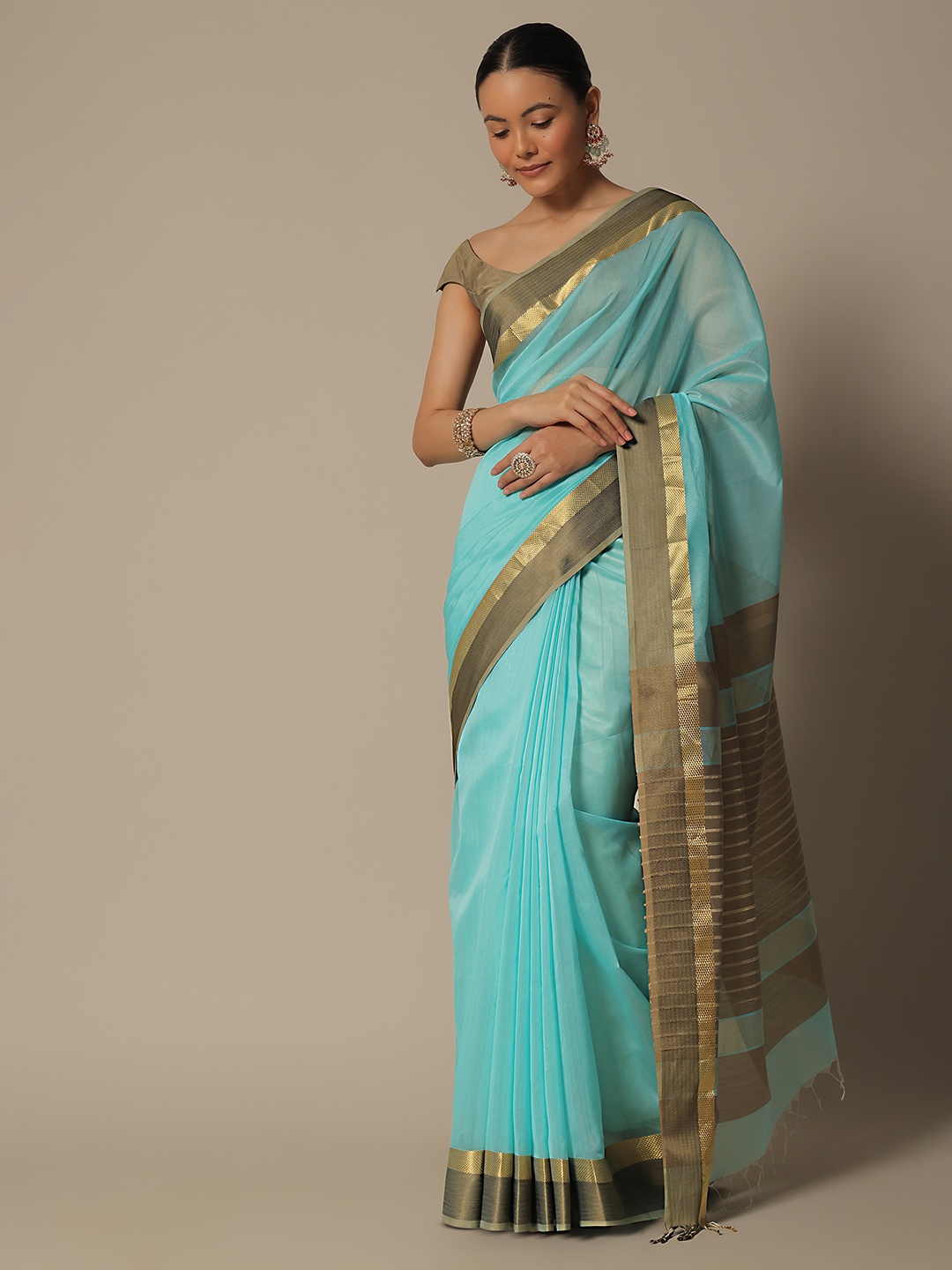 

KALKI Fashion Chanderi Zari Woven Design Saree, Blue